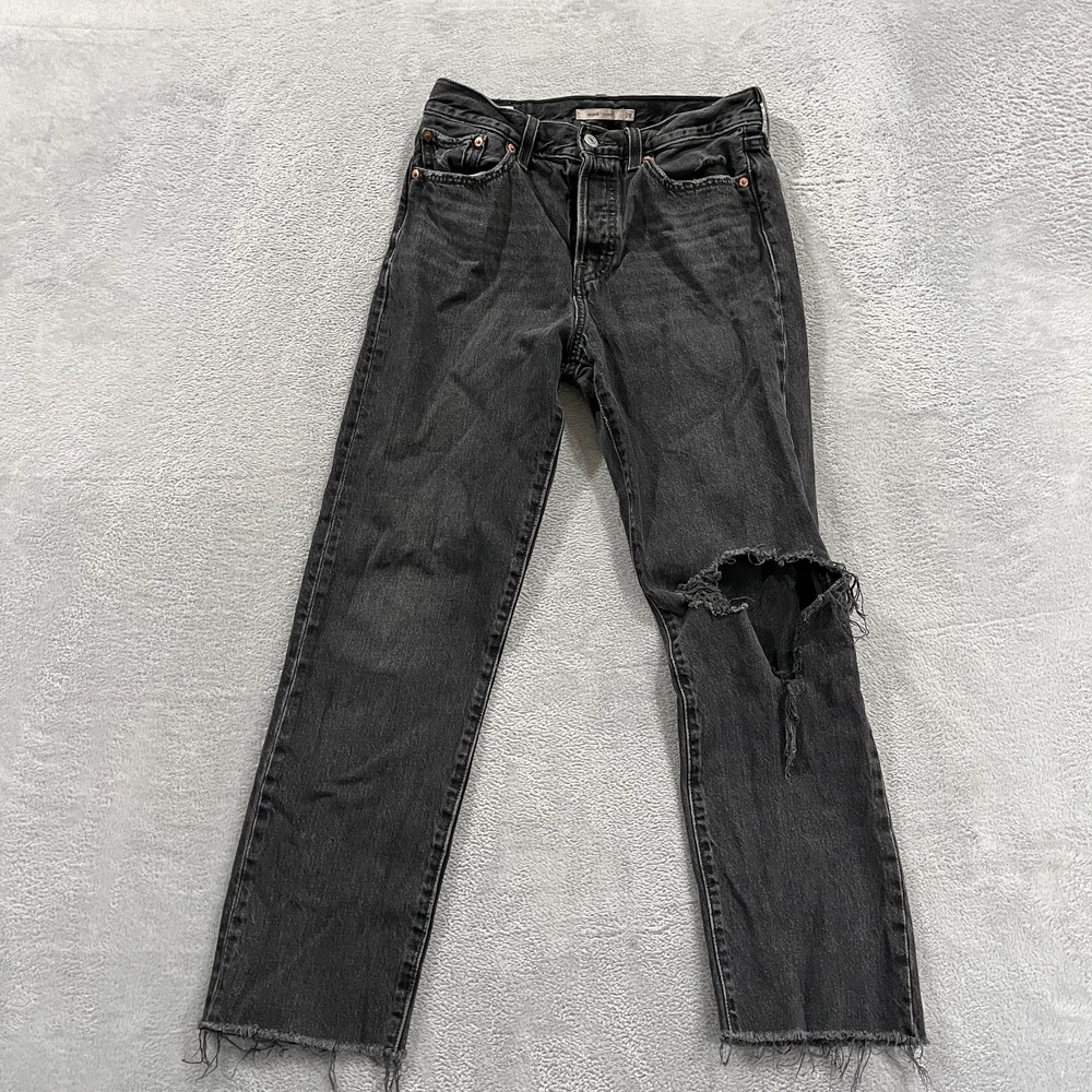 Levi's Premium Wedgie Straight Jeans Women's Size 28 Black Western Button Fly